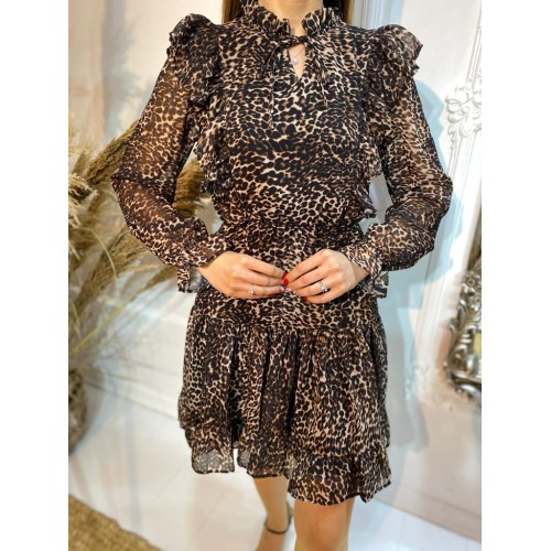 Leopar%20Şifon%20Elbise