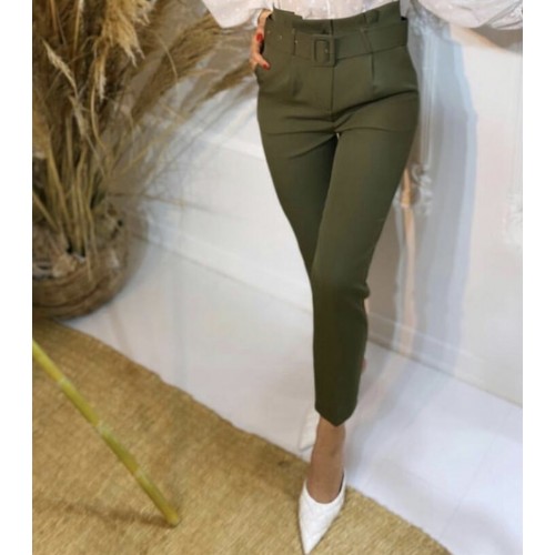 Haki%20yeşil%20kemerli%20Atlas%20kumaş%20Yüksel%20bel%20%20pantolon