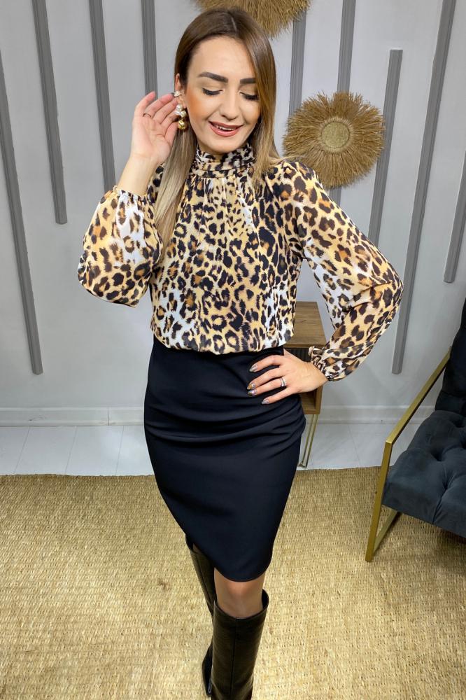Kahve%20Leoparlı%20Veroni%20Elbise