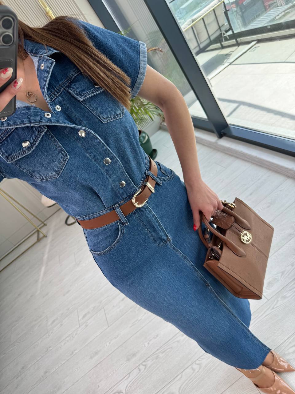 Zara%20Model%20Kısa%20Kollu%20Lüks%20Kalite%20Jean%20Elbise(Kemersizdir)