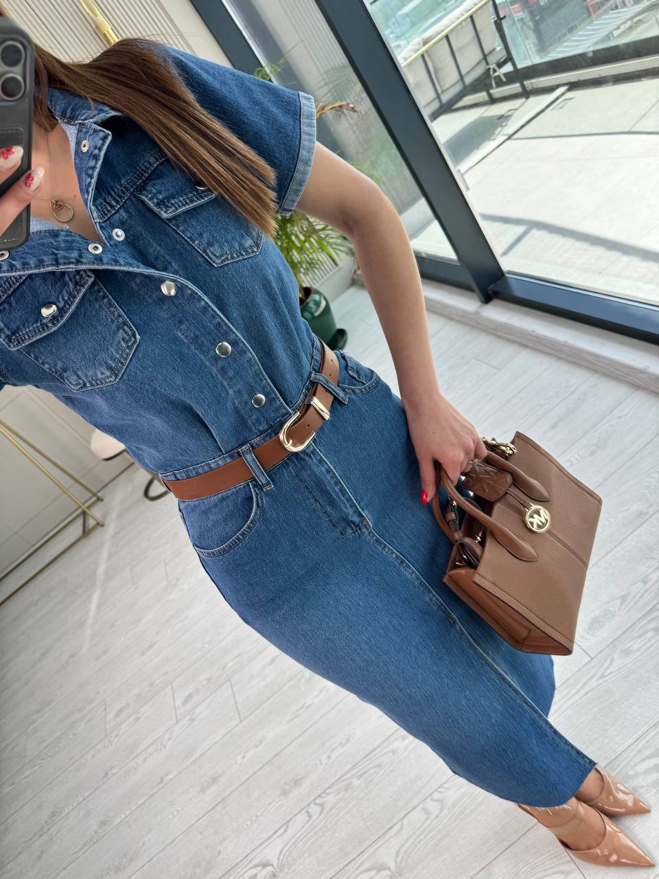 Zara%20Model%20Kısa%20Kollu%20Lüks%20Kalite%20Jean%20Elbise(Kemersizdir)