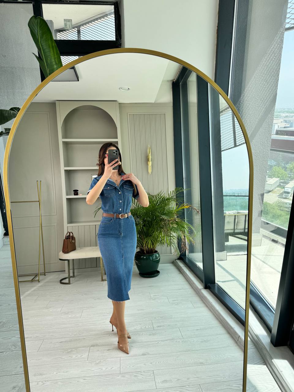 Zara%20Model%20Kısa%20Kollu%20Lüks%20Kalite%20Jean%20Elbise(Kemersizdir)