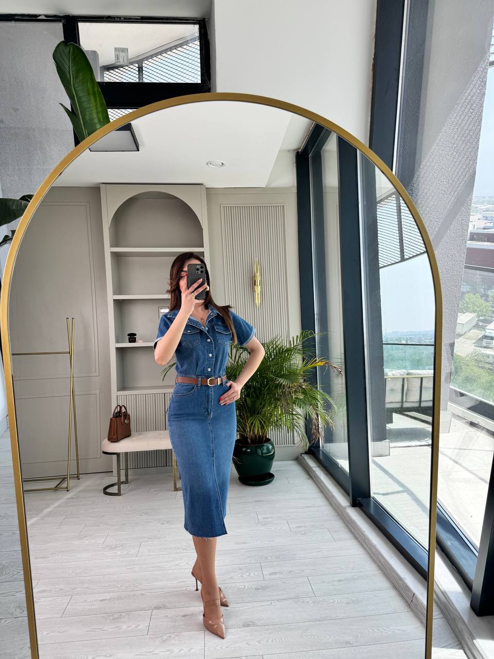 Zara%20Model%20Kısa%20Kollu%20Lüks%20Kalite%20Jean%20Elbise(Kemersizdir)