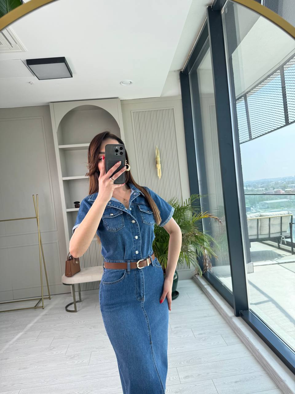 Zara%20Model%20Kısa%20Kollu%20Lüks%20Kalite%20Jean%20Elbise(Kemersizdir)