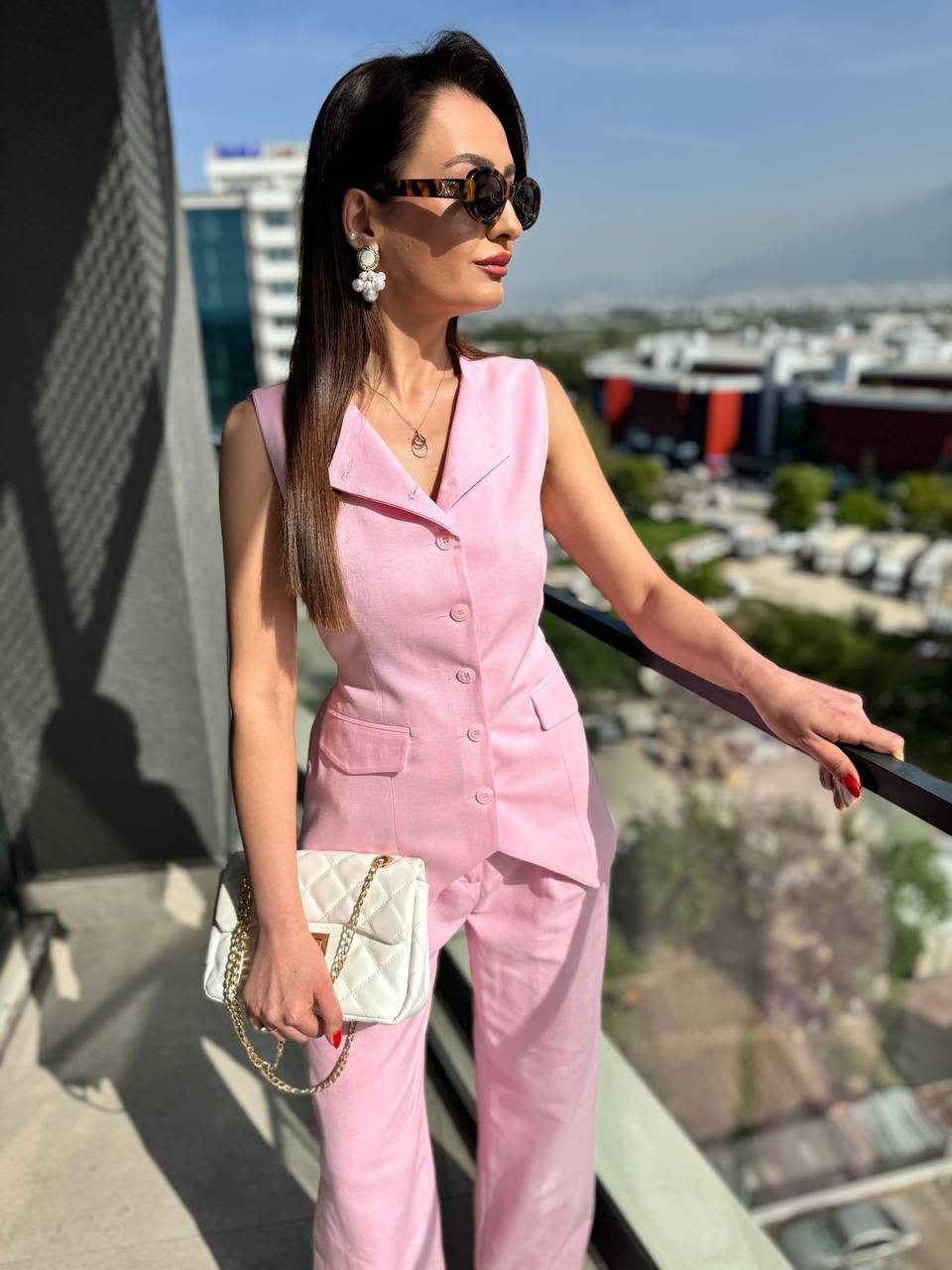 Pembe%20Astarlı%20Arkası%20Kemerli%20Premium%20Keten%20Yelek