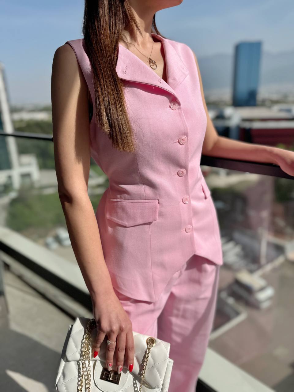 Pembe%20Astarlı%20Arkası%20Kemerli%20Premium%20Keten%20Yelek