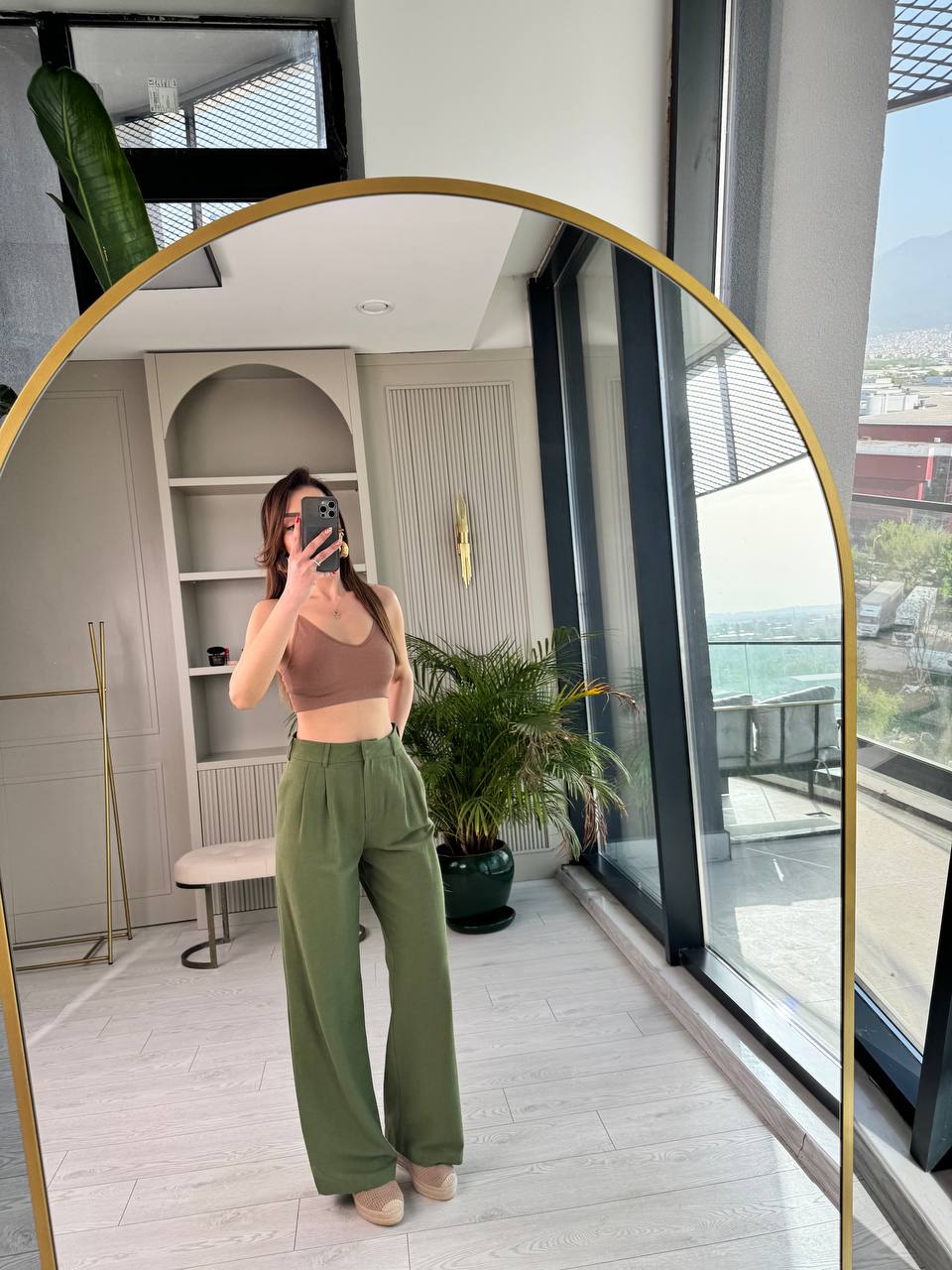 Yeşil%20Premium%20Keten%20Pantolon