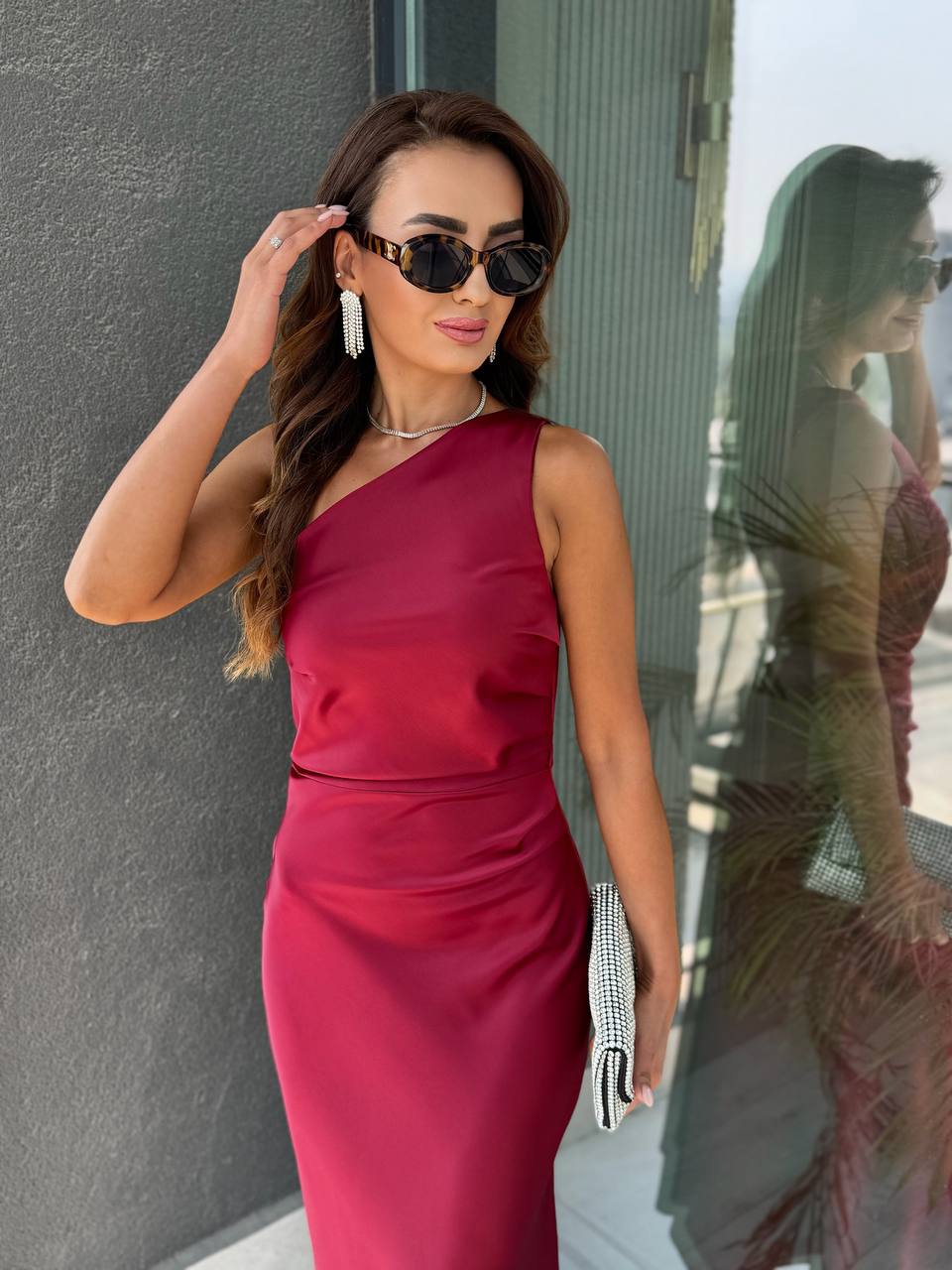Bordo%20Tok%20Saten%20Balık%20Form%20Elbise
