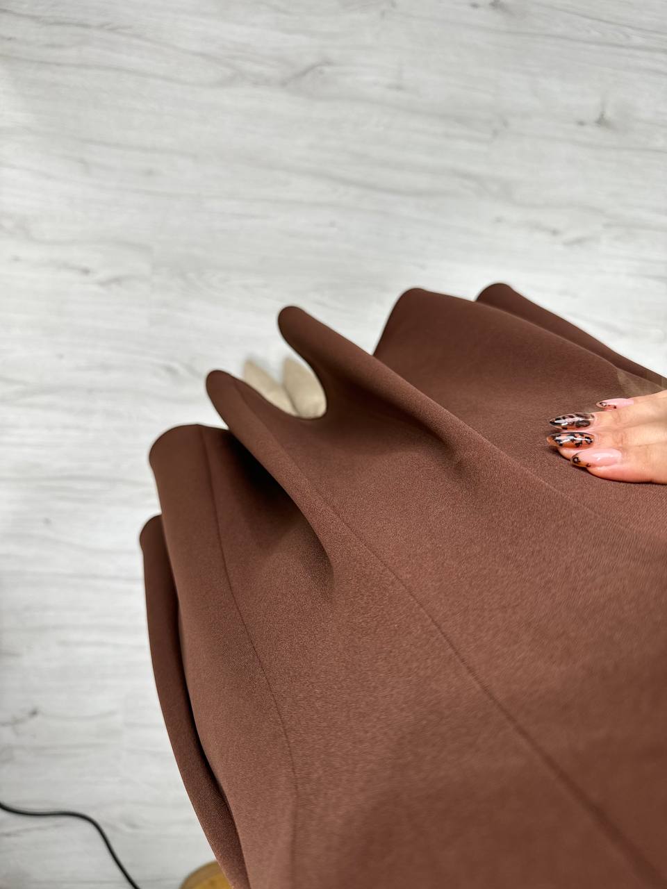 Kahverengi%20Zara%20Model%20Krep%20Kumaş%20Elbise