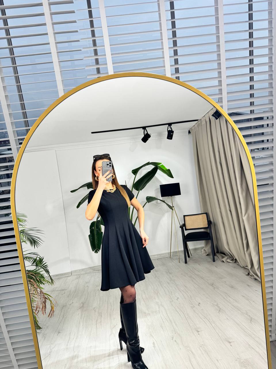 Siyah%20Zara%20Model%20Krep%20Kumaş%20Elbise