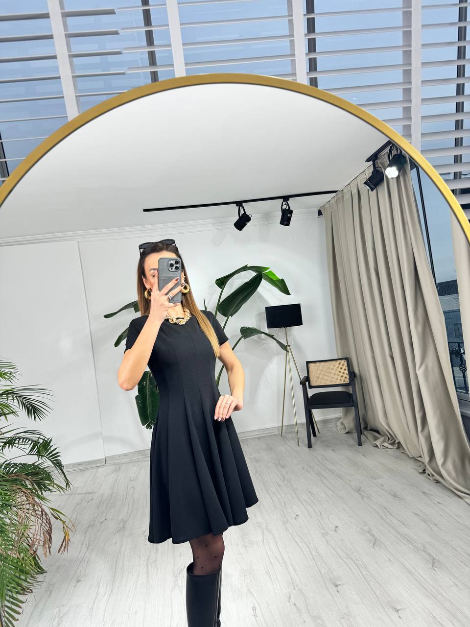 Siyah%20Zara%20Model%20Krep%20Kumaş%20Elbise