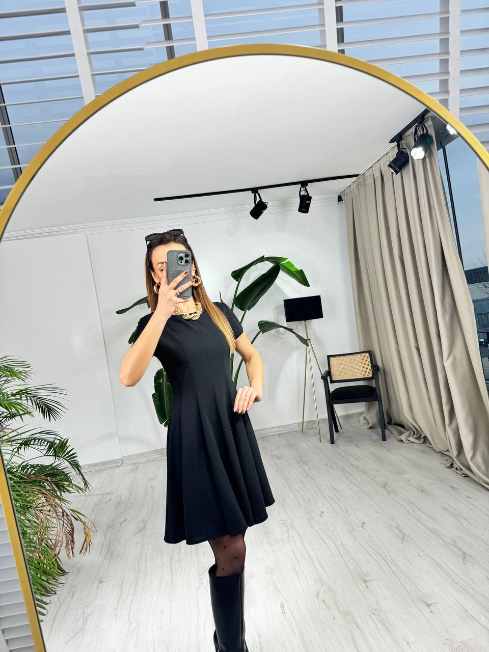 Siyah%20Zara%20Model%20Krep%20Kumaş%20Elbise