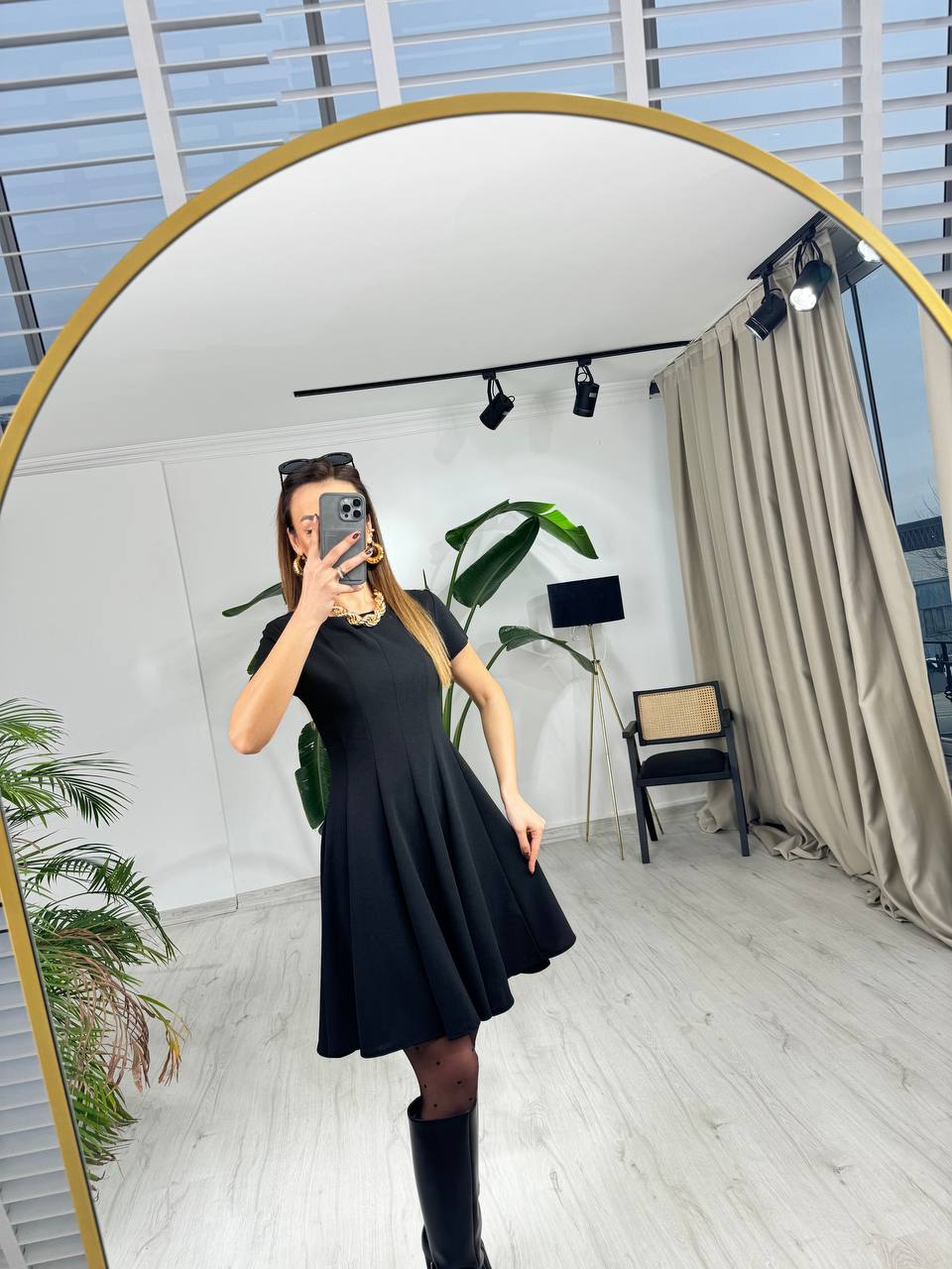 Siyah%20Zara%20Model%20Krep%20Kumaş%20Elbise