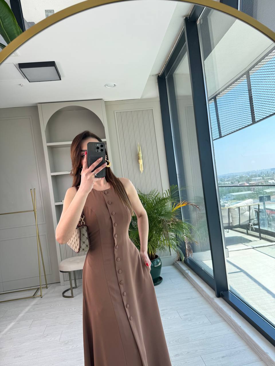 Vizon%20Kahve%20Arka%20Bağlamalı%20Cepli%20İthal%20İpekli%20Krep%20Elbise