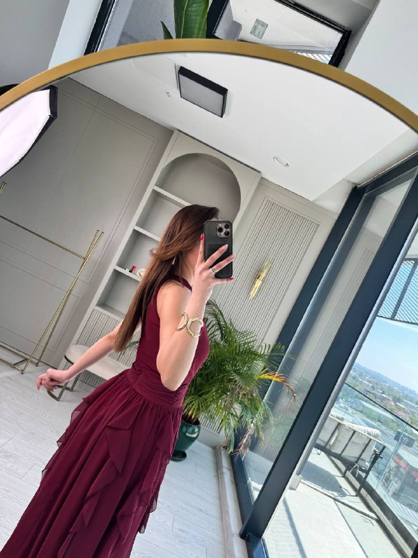 Tasarım%20Bordo%20Etek%20Detaylı%20Astarlı%20Şifon%20Elbise