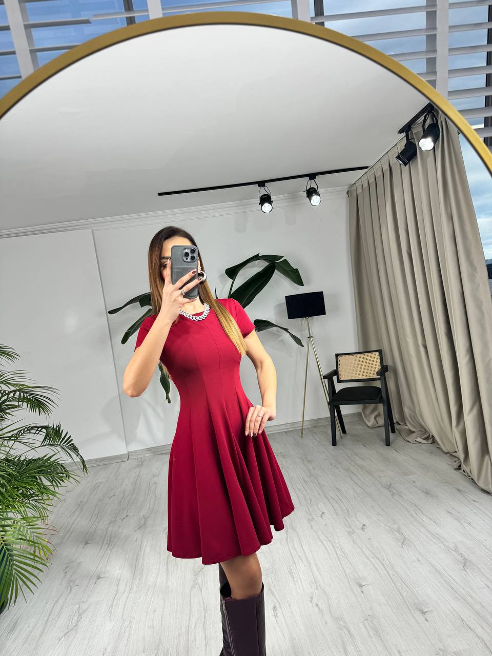 Bordo%20Zara%20Model%20Krep%20Kumaş%20Elbise