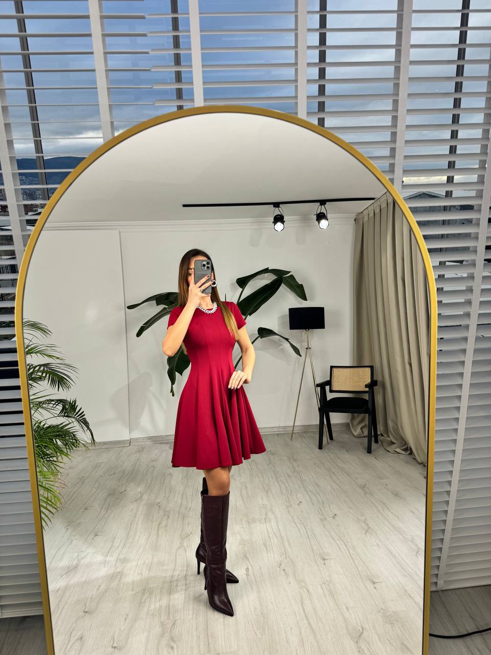 Bordo%20Zara%20Model%20Krep%20Kumaş%20Elbise