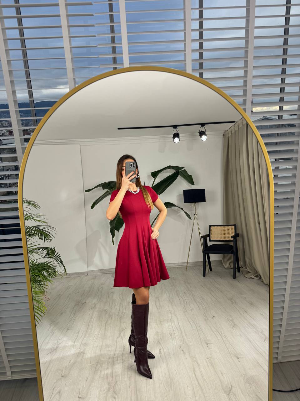 Bordo%20Zara%20Model%20Krep%20Kumaş%20Elbise