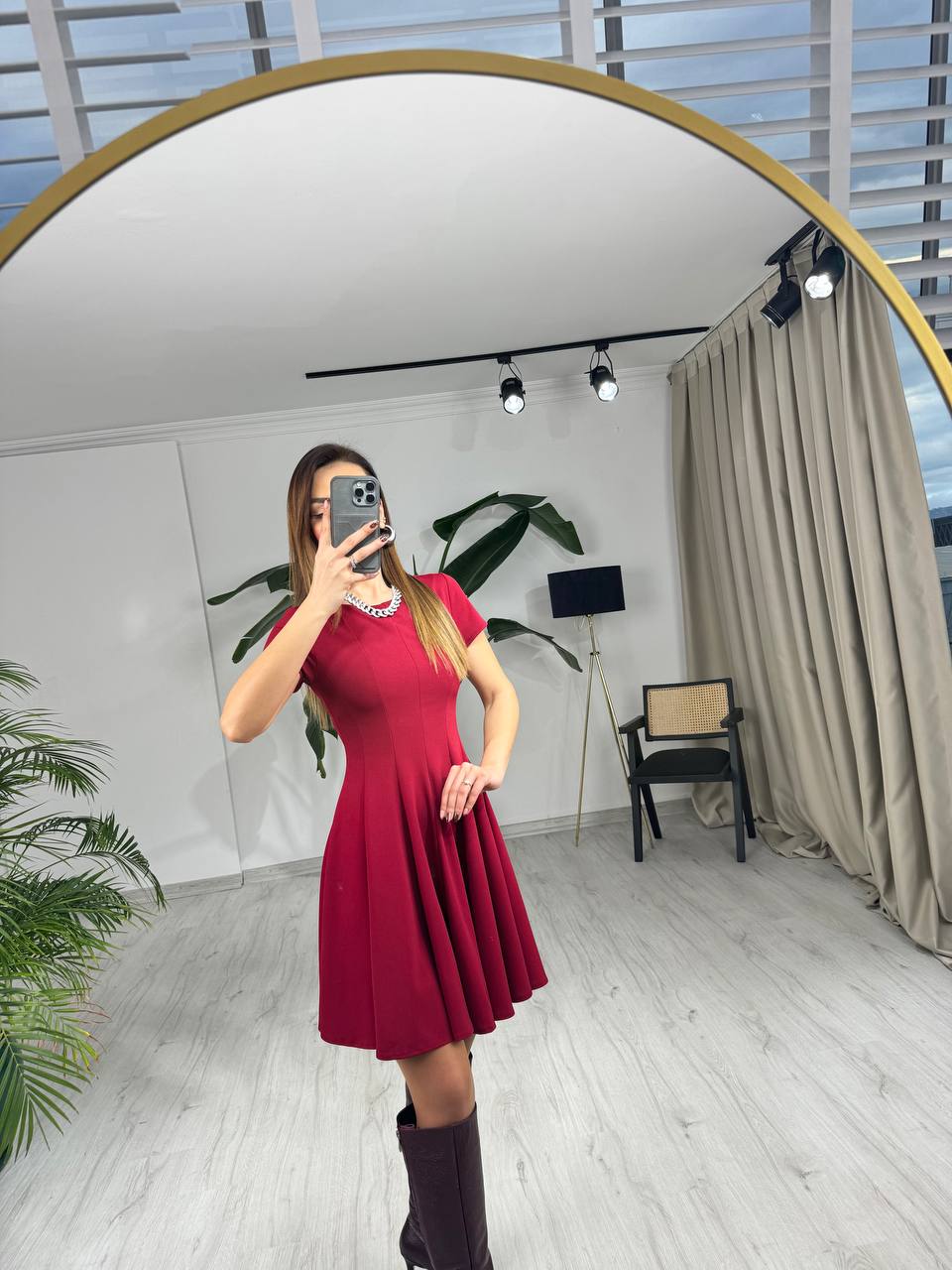 Bordo%20Zara%20Model%20Krep%20Kumaş%20Elbise