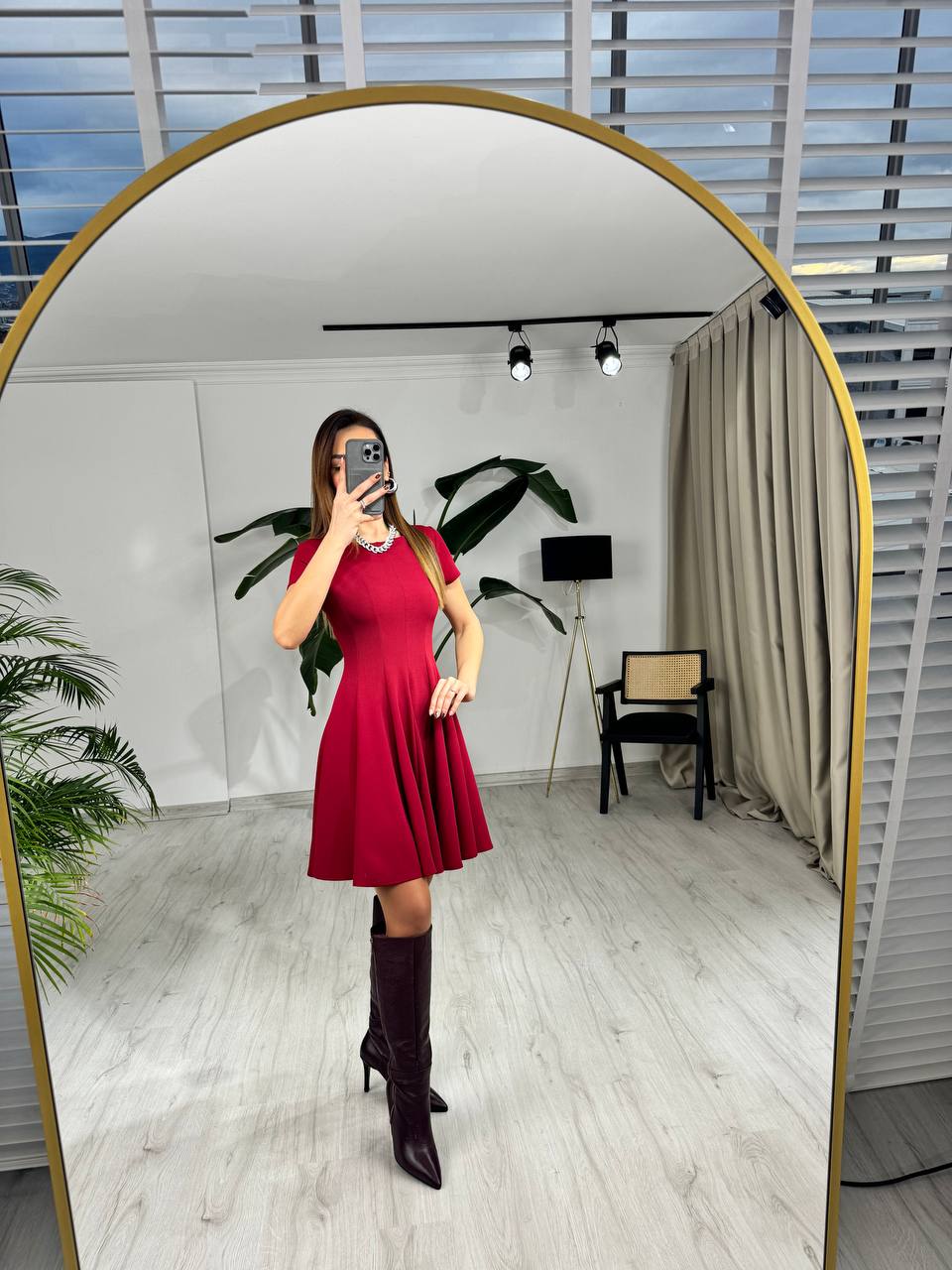 Bordo%20Zara%20Model%20Krep%20Kumaş%20Elbise