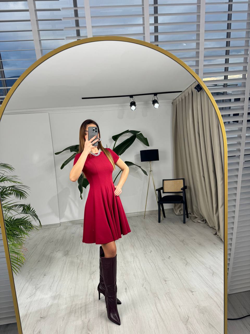 Bordo%20Zara%20Model%20Krep%20Kumaş%20Elbise