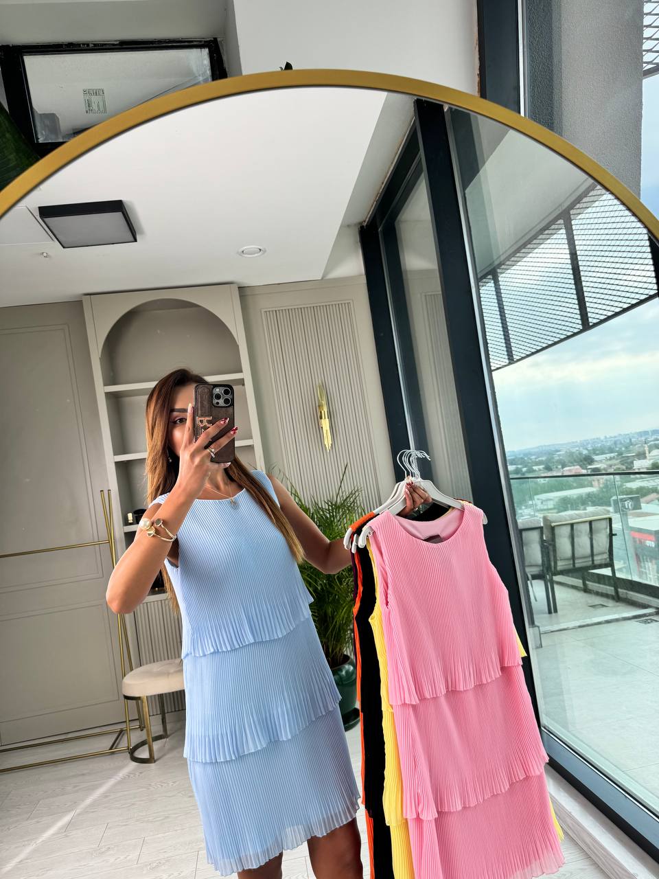 Bebe%20Mavi%20İnce%20Piliseli%20Katlı%20Astarlı%20Premium%20Şifon%20Elbise