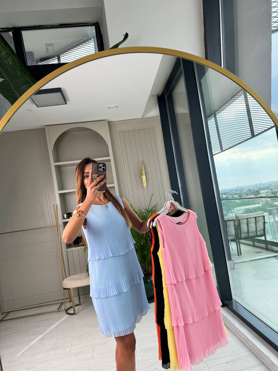 Bebe%20Mavi%20İnce%20Piliseli%20Katlı%20Astarlı%20Premium%20Şifon%20Elbise