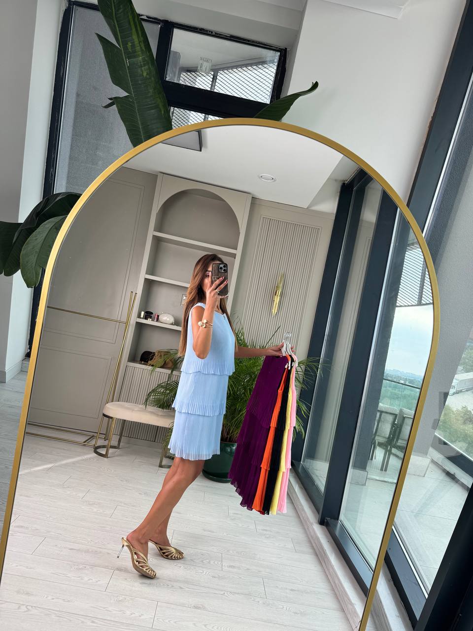 Bebe%20Mavi%20İnce%20Piliseli%20Katlı%20Astarlı%20Premium%20Şifon%20Elbise