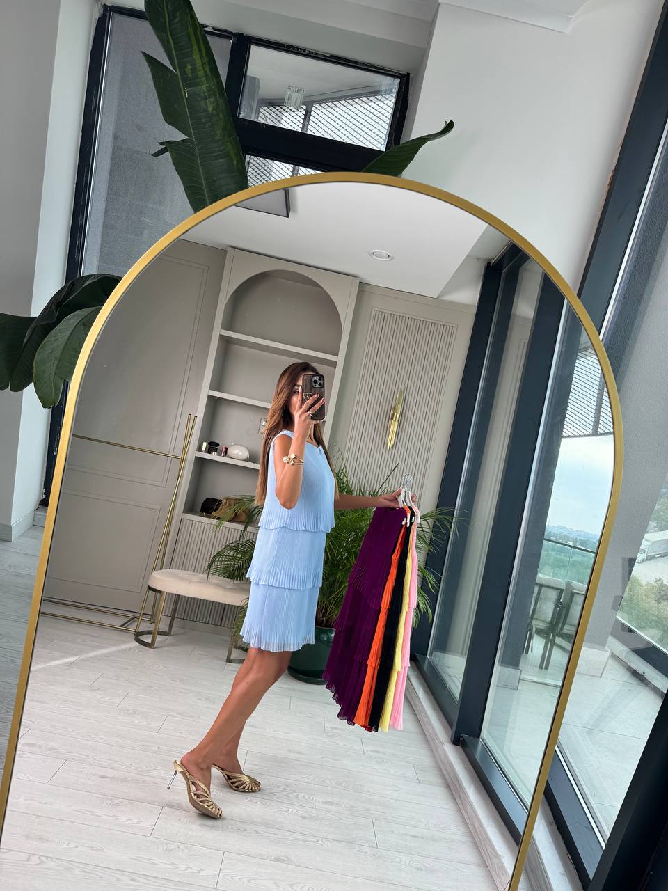 Bebe%20Mavi%20İnce%20Piliseli%20Katlı%20Astarlı%20Premium%20Şifon%20Elbise