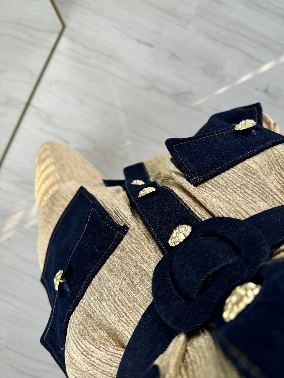 Gold%20Bej%20Tasarım%20Jean%20Detay%20Kemerli%20Pantolon%20Ceket%20Takım