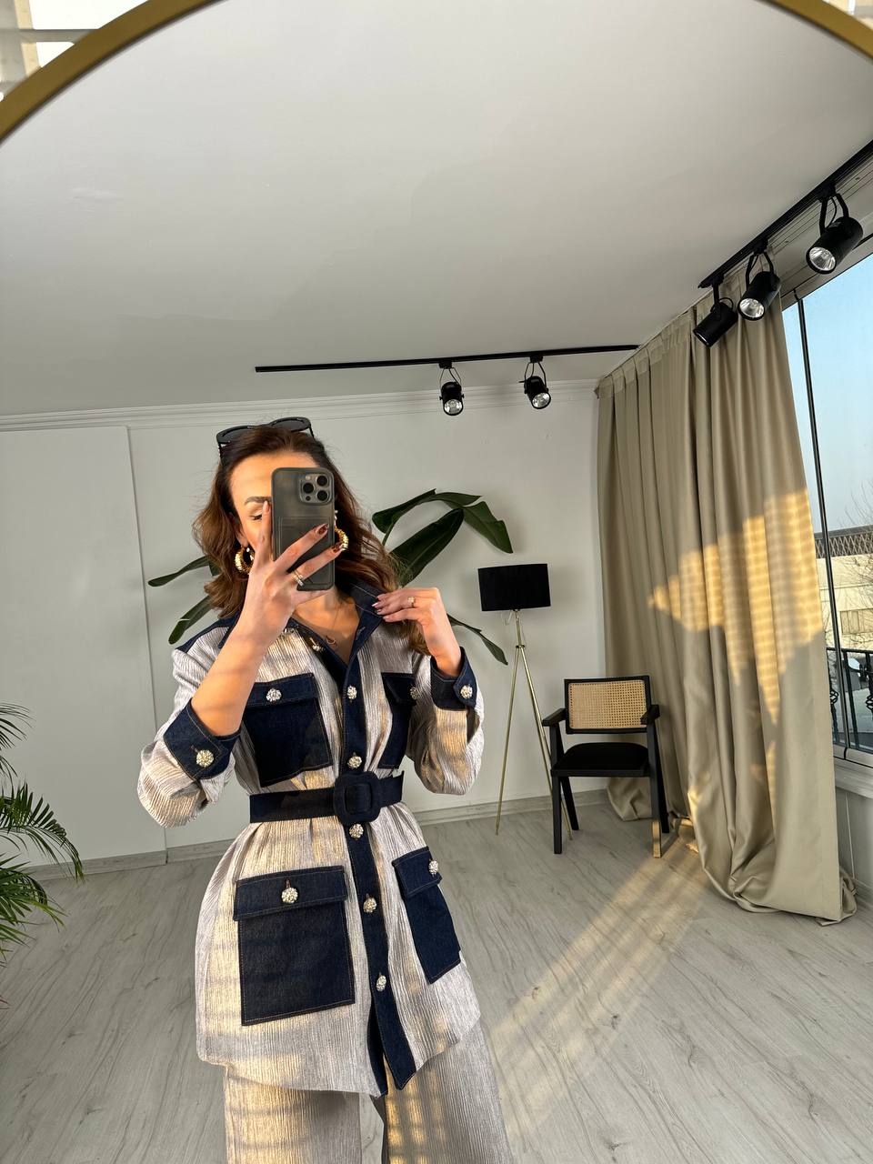 Gri%20Tasarım%20Jean%20Detay%20Kemerli%20Pantolon%20Ceket%20Takım