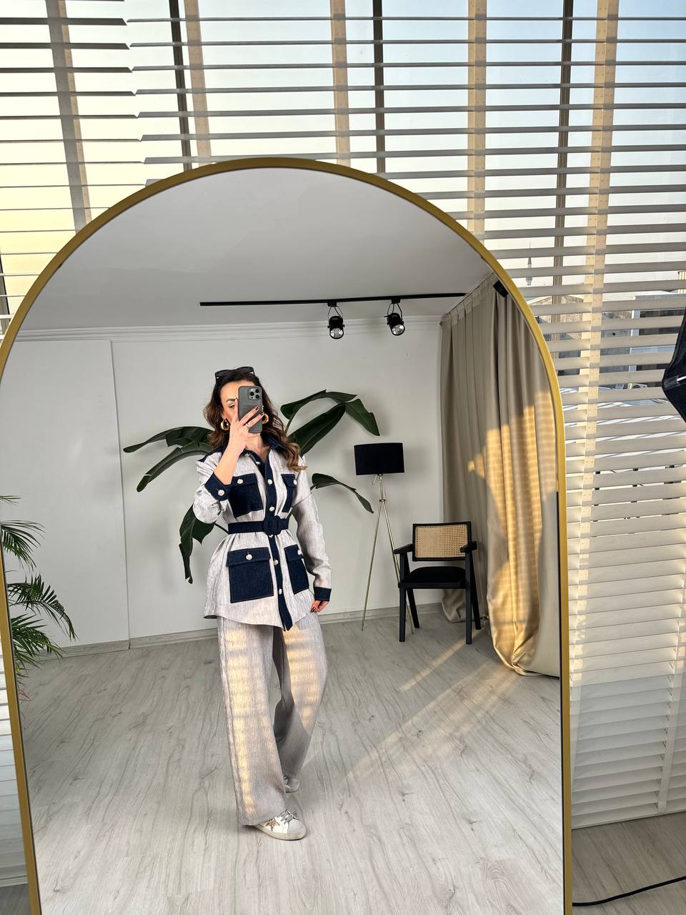 Gri%20Tasarım%20Jean%20Detay%20Kemerli%20Pantolon%20Ceket%20Takım