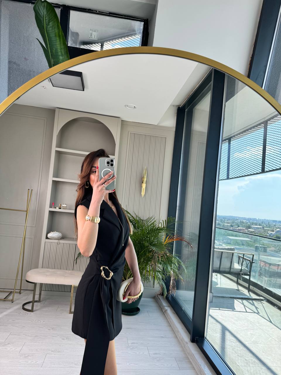 Tasarım%20Gold%20Metal%20Detaylı%20Kruvaze%20Şort%20Tulum