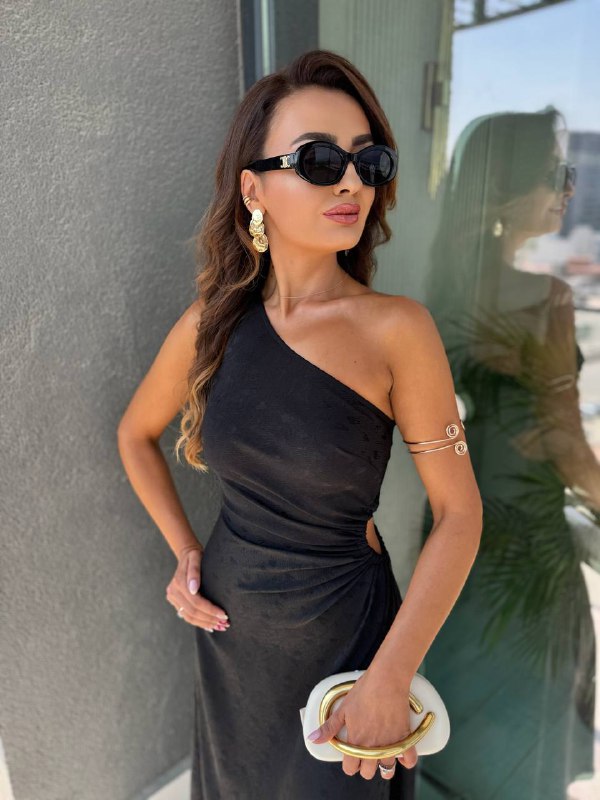 Tasarım%20Siyah%20Jakarlı%20Saten%20Bel%20Detay%20Elbise