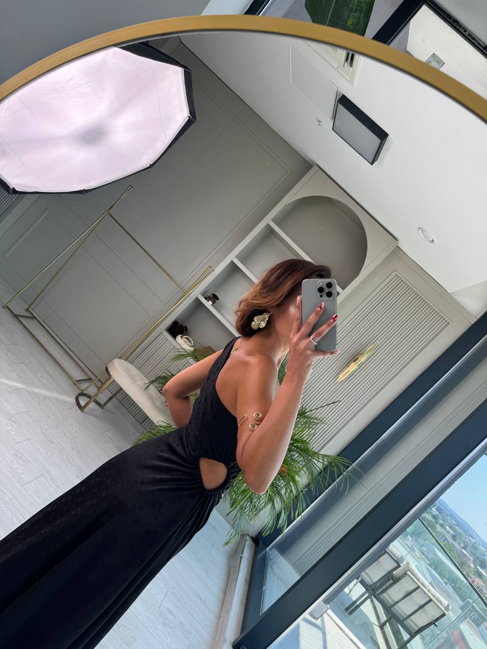 Tasarım%20Siyah%20Jakarlı%20Saten%20Bel%20Detay%20Elbise