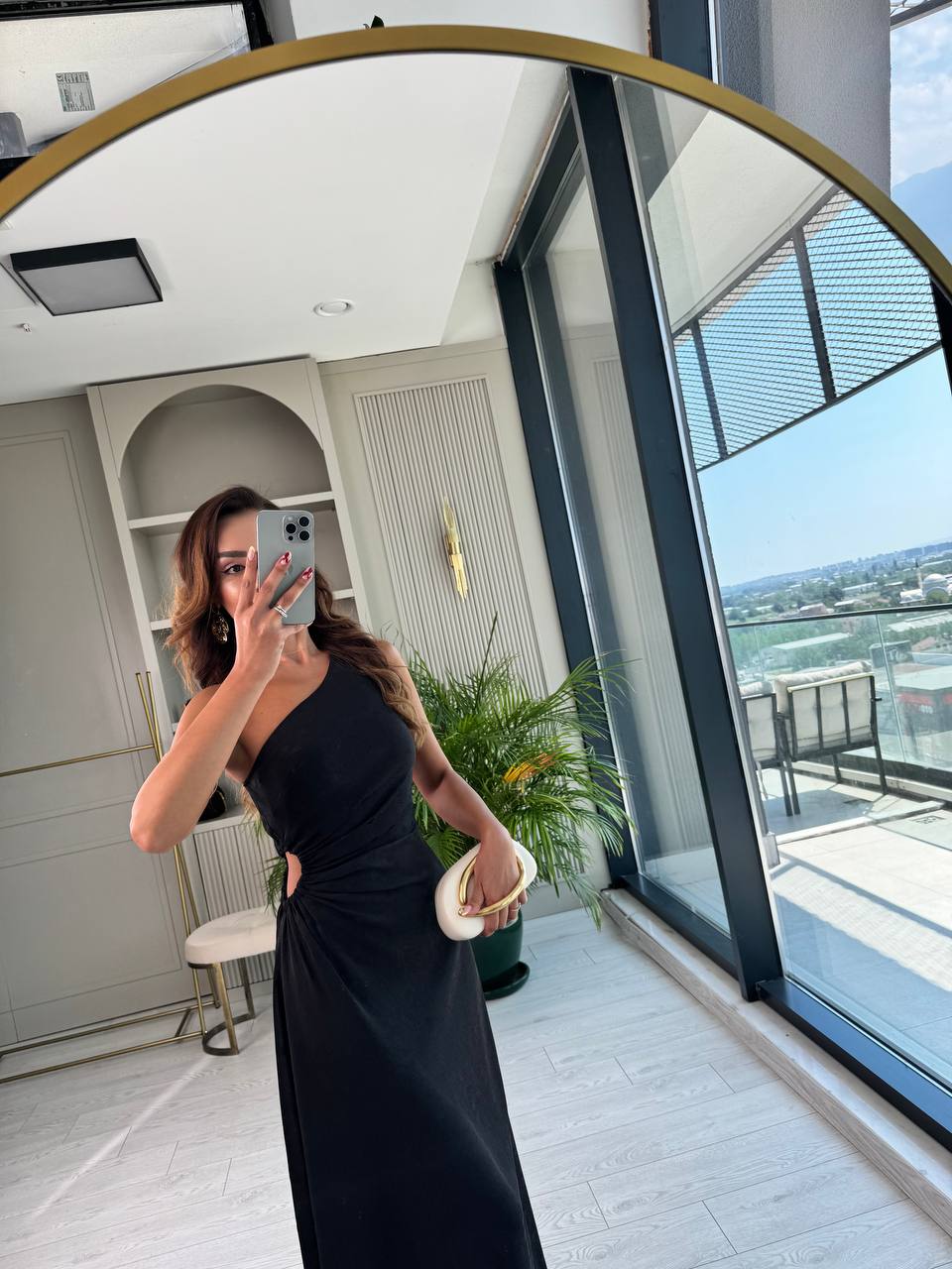 Tasarım%20Siyah%20Jakarlı%20Saten%20Bel%20Detay%20Elbise