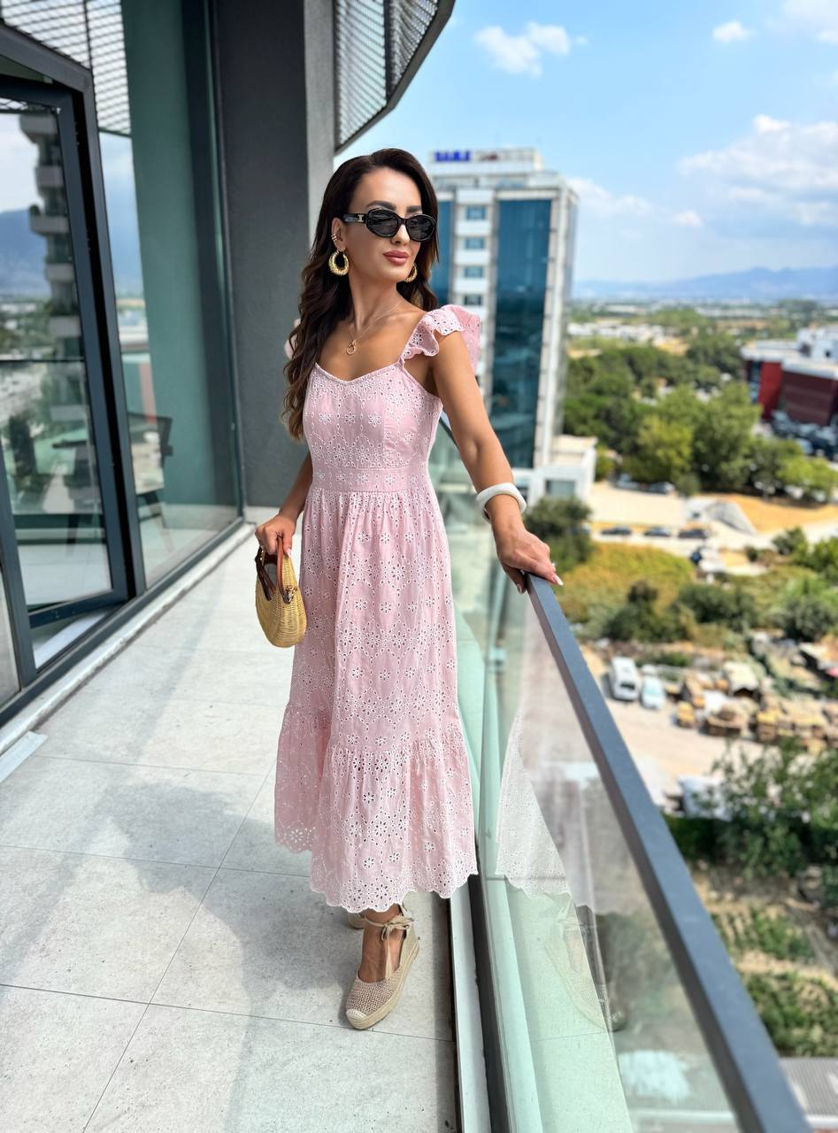 Pudra%20astarlı%20%100%20pamuklu%20Fisto%20elbise