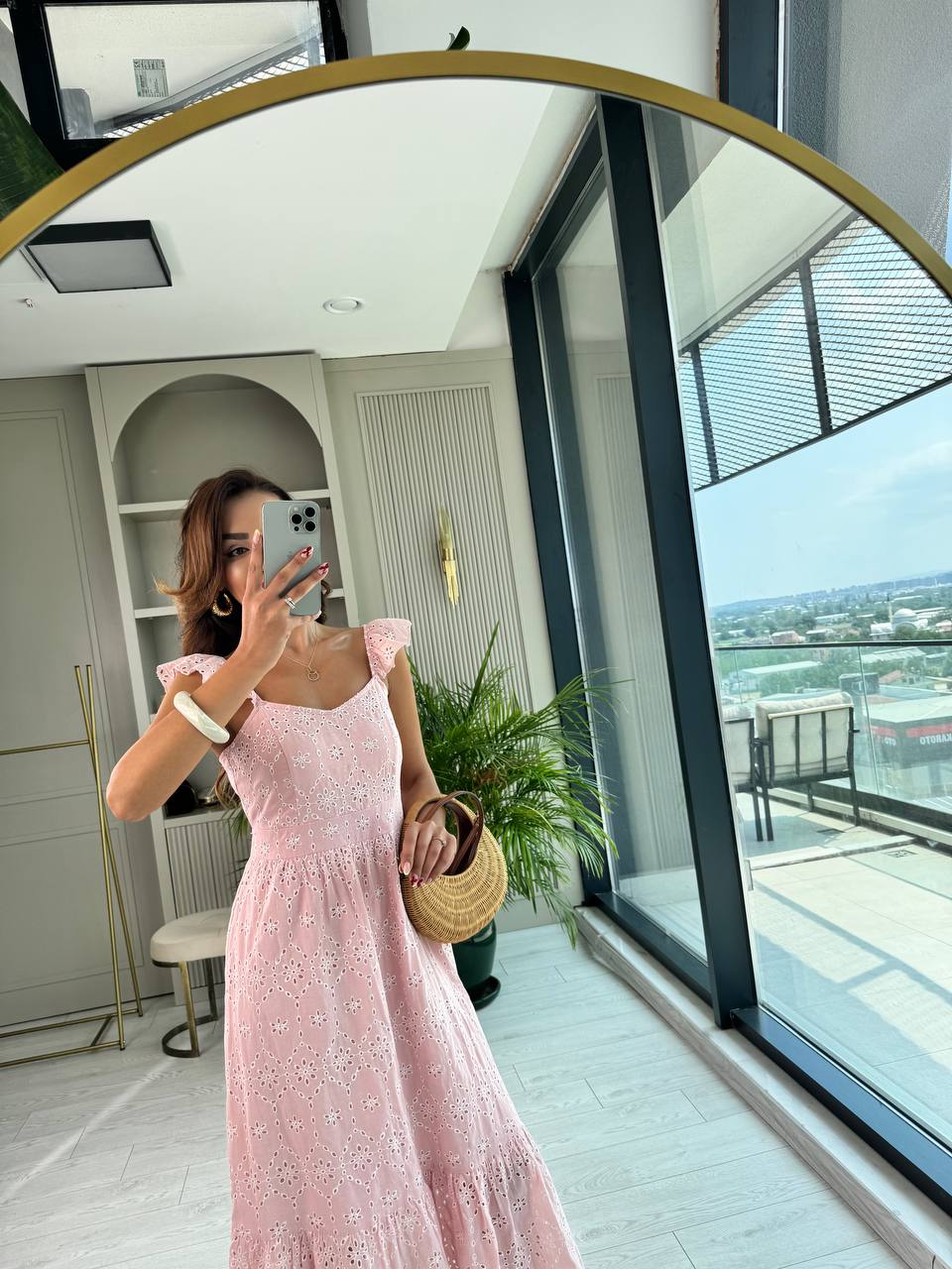 Pudra%20astarlı%20%100%20pamuklu%20Fisto%20elbise