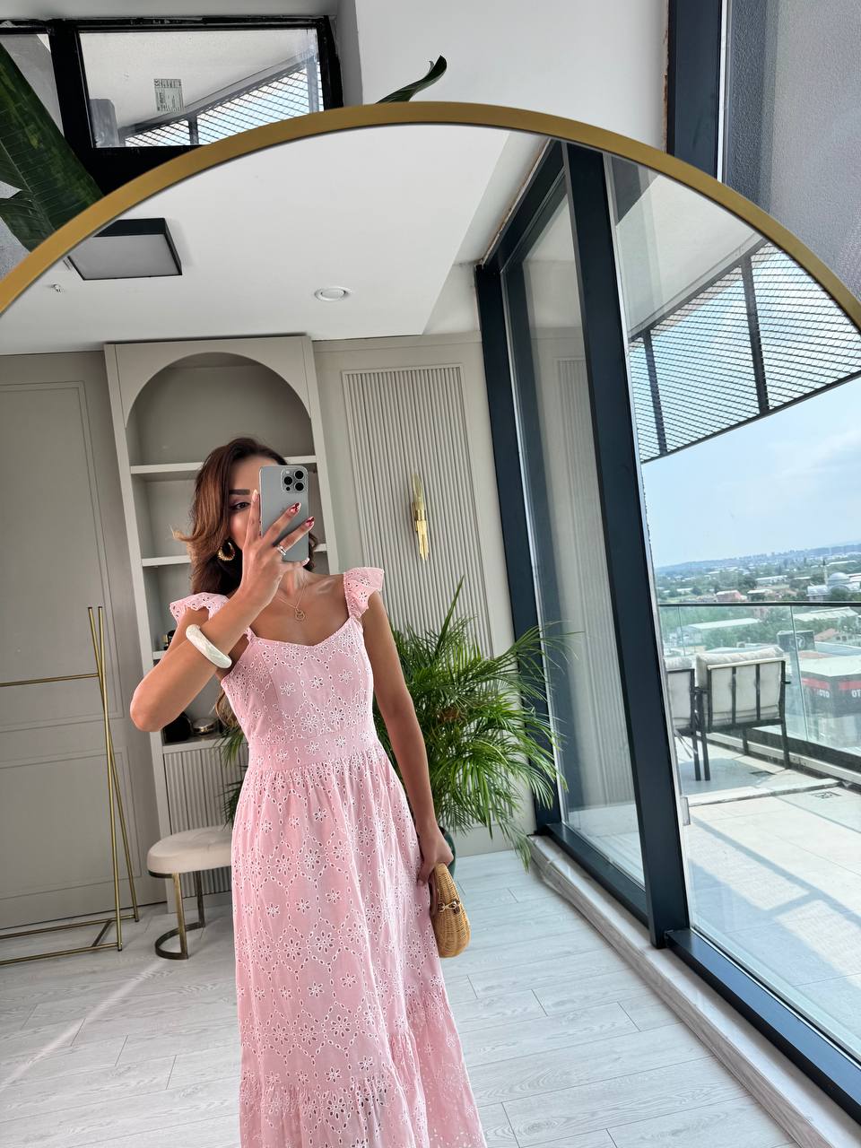 Pudra%20astarlı%20%100%20pamuklu%20Fisto%20elbise