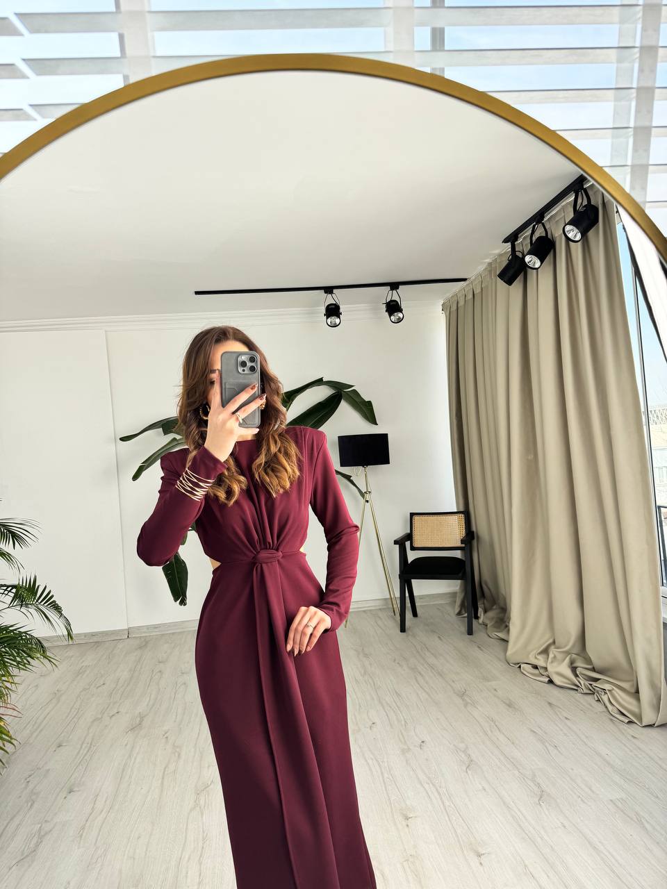 Bordo%20Vatkalı%20Zara%20Model%20Bel%20Detay%20Krep%20Kumaş%20Elbise