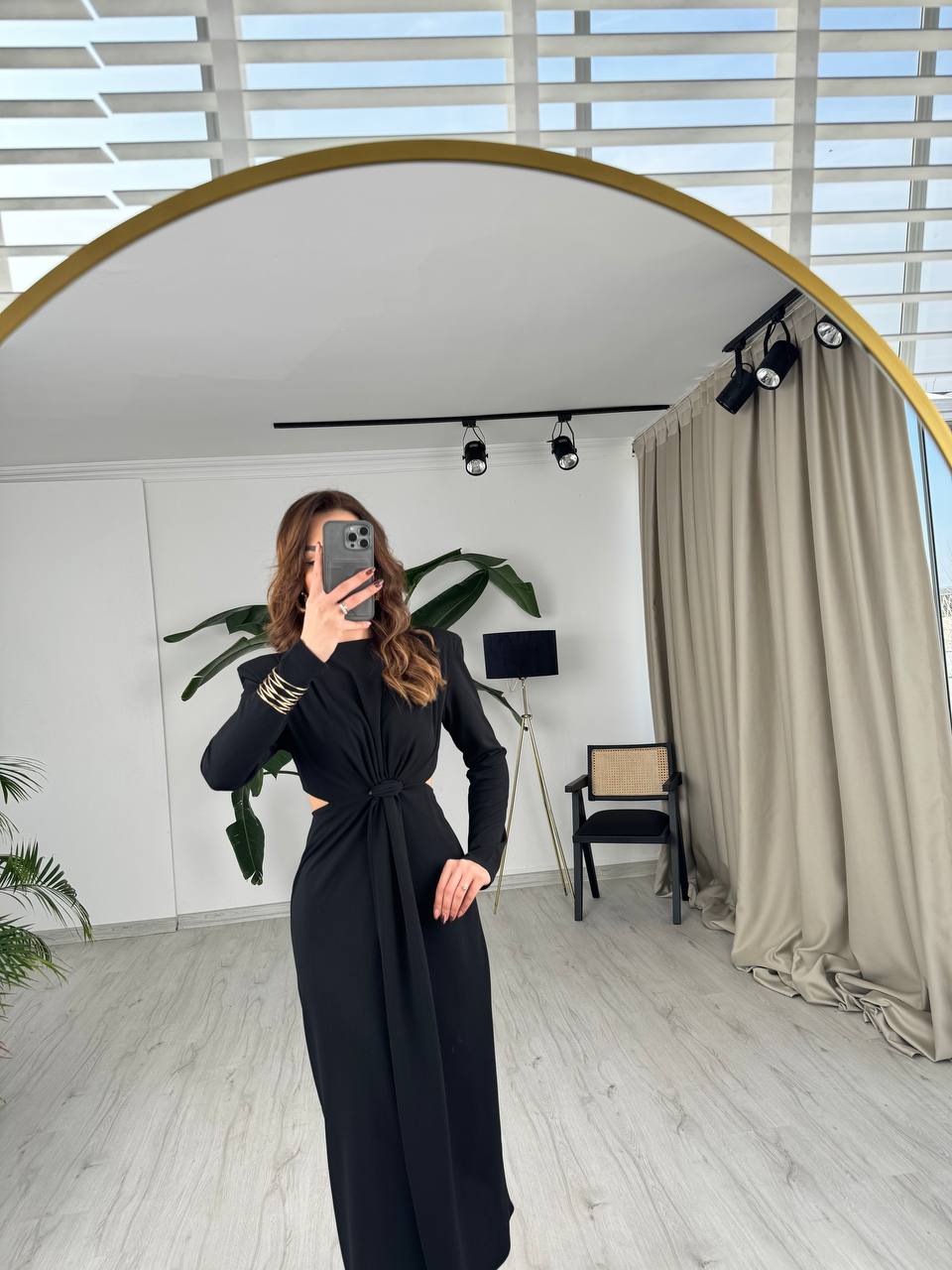 Siyah%20Vatkalı%20Zara%20Model%20Bel%20Detay%20Krep%20Kumaş%20Elbise