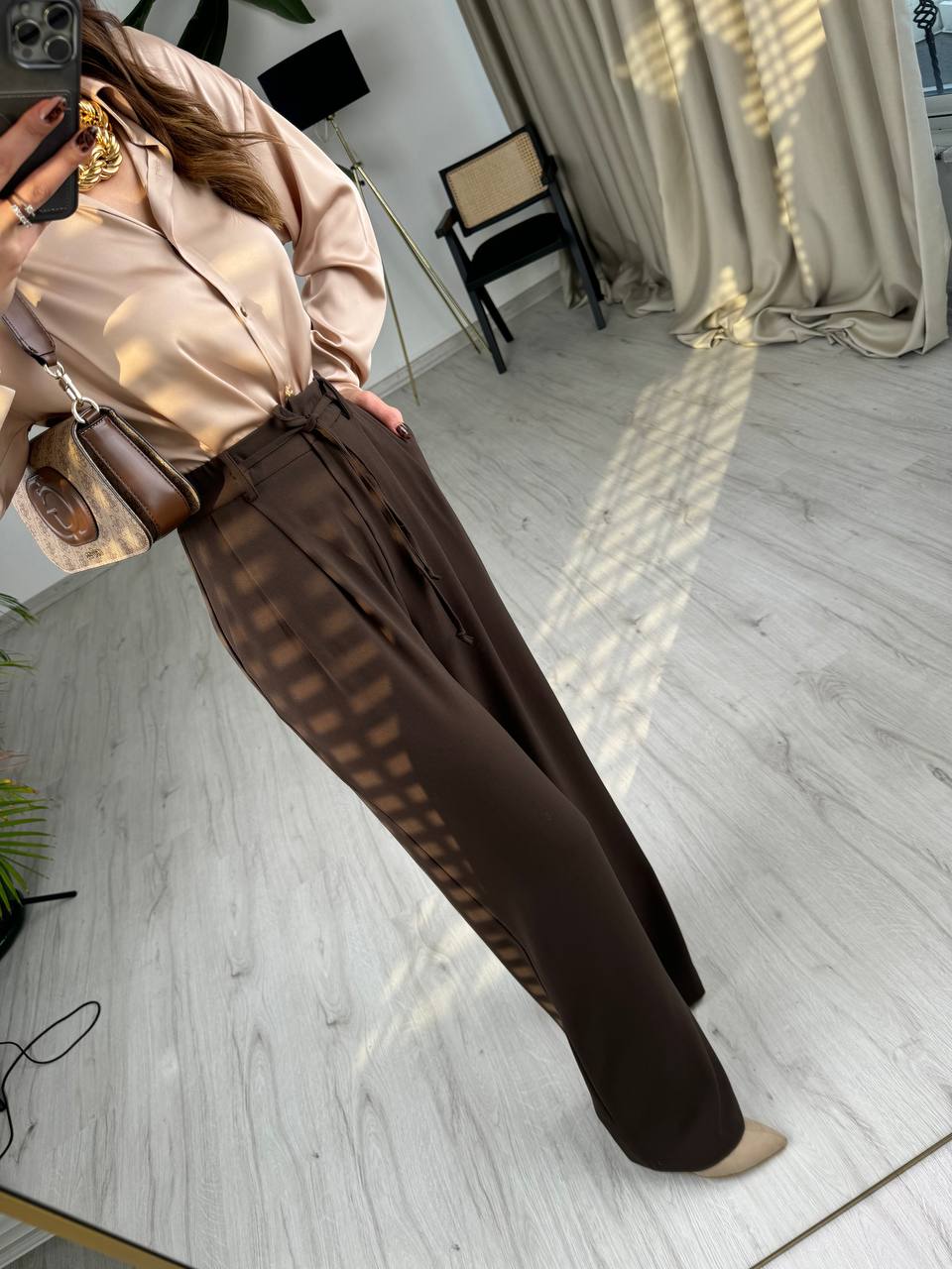 Acı%20Kahve%20Premium%20İthal%20Krep%20Kumaş%20Beli%20Lastikli%20Palazzo%20Pantolon