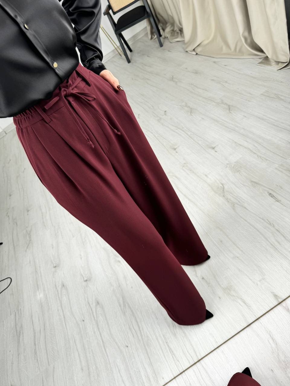 Bordo%20Premium%20İthal%20Krep%20Kumaş%20Beli%20Lastikli%20Palazzo%20Pantolon