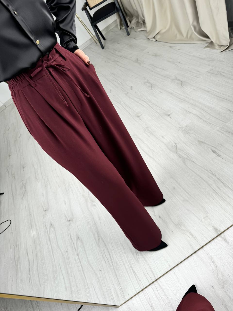 Bordo%20Premium%20İthal%20Krep%20Kumaş%20Beli%20Lastikli%20Palazzo%20Pantolon