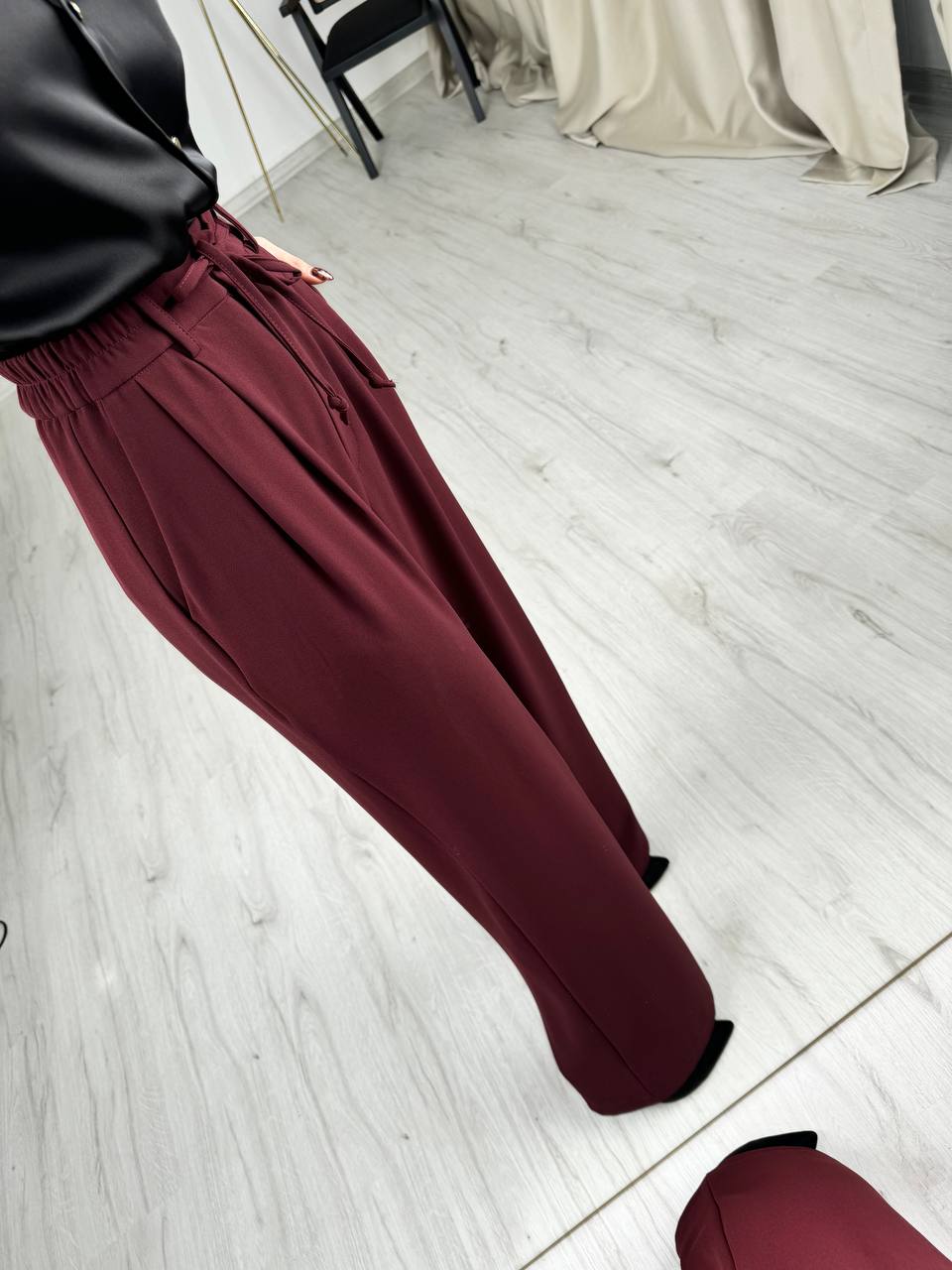Bordo%20Premium%20İthal%20Krep%20Kumaş%20Beli%20Lastikli%20Palazzo%20Pantolon