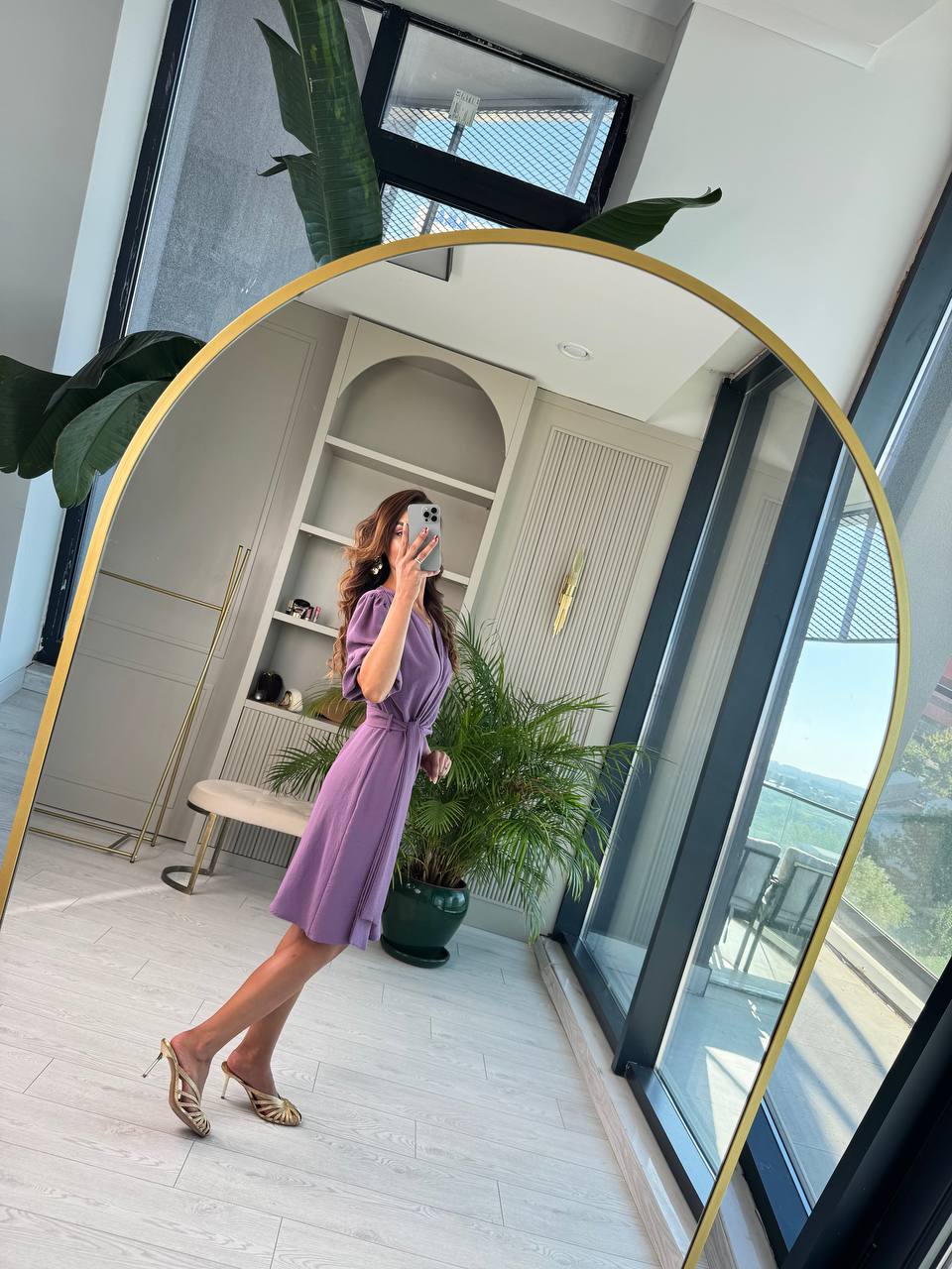 Lila%20Vatkalı%20Kruvaze%20Aerobin%20Kumaş%20Elbise