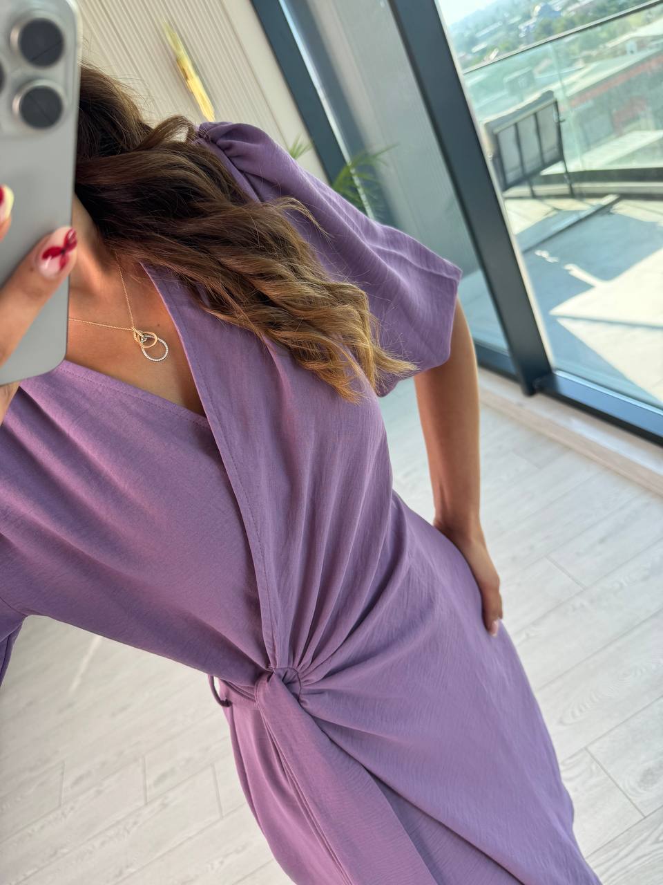 Lila%20Vatkalı%20Kruvaze%20Aerobin%20Kumaş%20Elbise