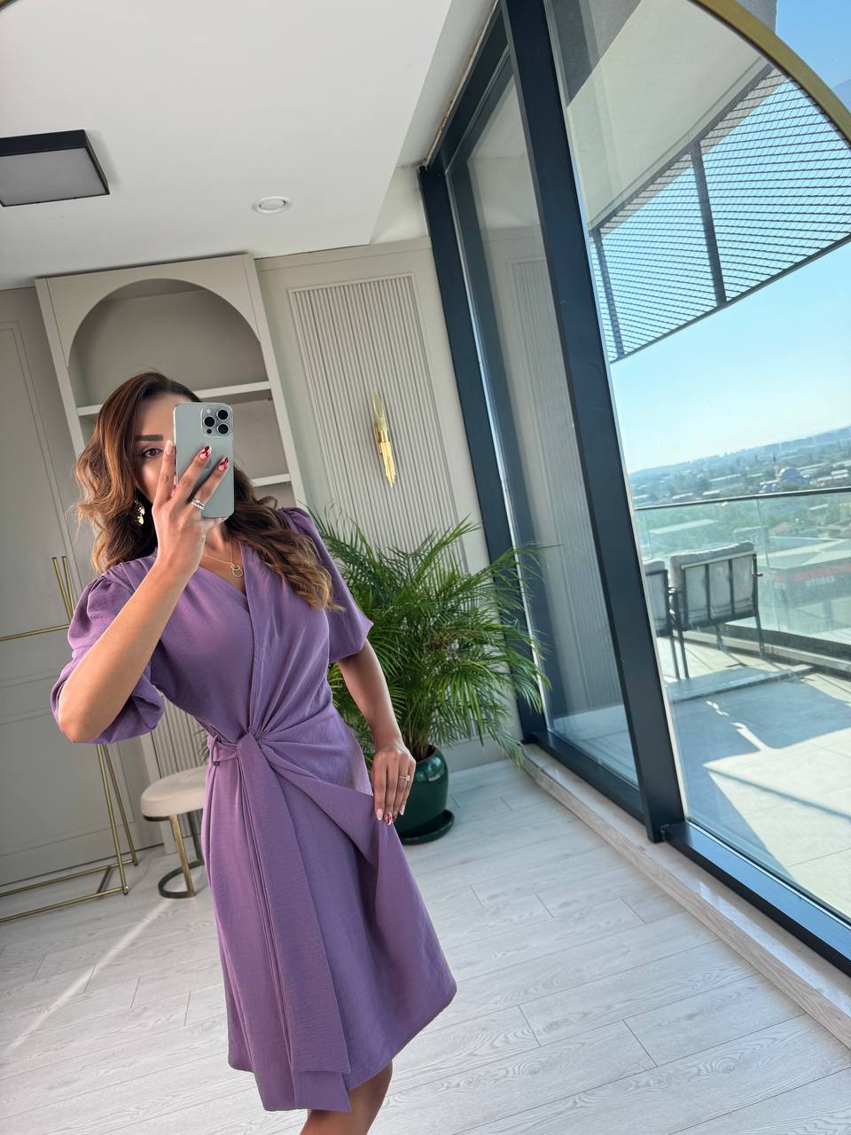 Lila%20Vatkalı%20Kruvaze%20Aerobin%20Kumaş%20Elbise