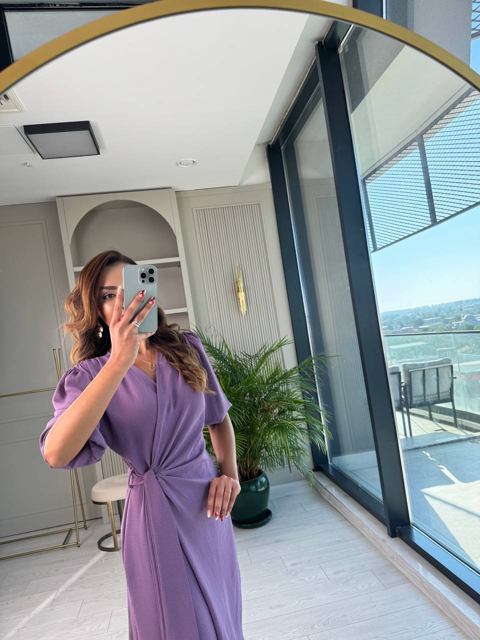 Lila%20Vatkalı%20Kruvaze%20Aerobin%20Kumaş%20Elbise