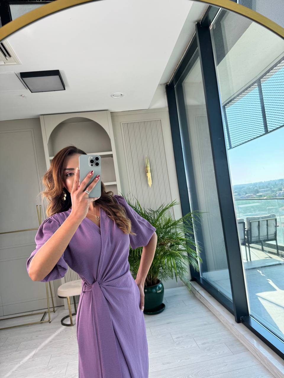 Lila%20Vatkalı%20Kruvaze%20Aerobin%20Kumaş%20Elbise